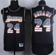 Wholesale Cheap Los Angeles Lakers #24 Kobe Bryant Revolution 30 Swingman 2014 USA Flag Fashion Black Jersey