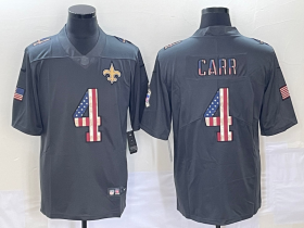 Wholesale Cheap Men\'s New Orleans Saints #4 Derek Carr 2019 Black Salute To Service USA Flag Fashion Limited Jersey