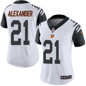 Wholesale Cheap Nike Bengals #21 Mackensie Alexander White Women\'s Stitched NFL Limited Rush Jersey
