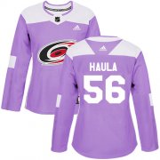Wholesale Cheap Adidas Hurricanes #56 Erik Haula Purple Authentic Fights Cancer Women's Stitched NHL Jersey
