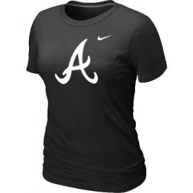 Wholesale Cheap Women\'s Atlanta Braves Heathered Nike Black Blended T-Shirt