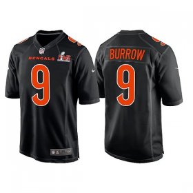 Wholesale Cheap Men\'s Cincinnati Bengals #9 Joe Burrow 2022 Black Super Bowl LVI Game Stitched Jersey