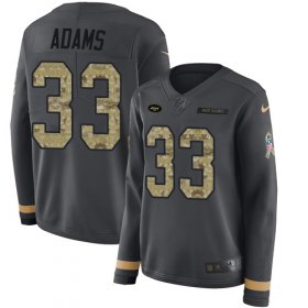 Wholesale Cheap Nike Jets #33 Jamal Adams Anthracite Salute to Service Women\'s Stitched NFL Limited Therma Long Sleeve Jersey