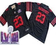 Cheap Men's San Francisco 49ers #23 Christian McCaffrey Limited Black LVIII Super Bowl FUSE Vapor Jersey