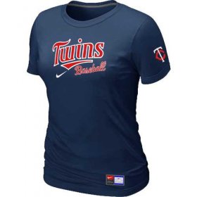 Wholesale Cheap Women\'s Minnesota Twins Nike Short Sleeve Practice MLB T-Shirt Midnight Blue