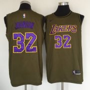 Wholesale Cheap Los Angeles Lakers #32 Magic Johnson Olive Nike Swingman Jersey