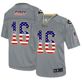 Wholesale Cheap Nike Rams #16 Jared Goff Lights Out Grey Men\'s Stitched NFL Elite USA Flag Fashion Jersey