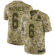 Wholesale Cheap Nike Browns #6 Baker Mayfield Camo Men's Stitched NFL Limited 2018 Salute To Service Jersey