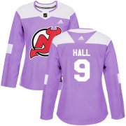Wholesale Cheap Adidas Devils #9 Taylor Hall Purple Authentic Fights Cancer Women's Stitched NHL Jersey