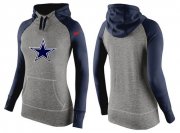 Wholesale Cheap Women's Nike Dallas Cowboys Performance Hoodie Grey & Dark Blue_2