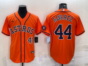 Wholesale Cheap Men's Houston Astros #44 Yordan Alvarez Number Orange With Patch Stitched MLB Cool Base Nike Jersey