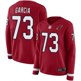 Wholesale Cheap Nike Cardinals #73 Max Garcia Red Team Color Women\'s Stitched NFL Limited Therma Long Sleeve Jersey
