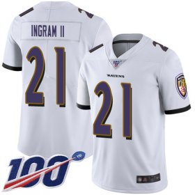Wholesale Cheap Nike Ravens #21 Mark Ingram II White Men\'s Stitched NFL 100th Season Vapor Limited Jersey