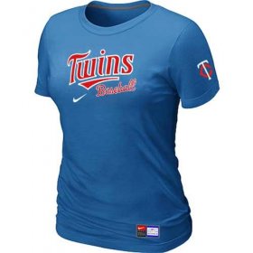 Wholesale Cheap Women\'s Minnesota Twins Nike Short Sleeve Practice MLB T-Shirt Indigo Blue