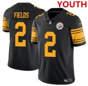 Cheap Youth Pittsburgh Steelers #2 Justin Fields Black Color Rush Limited Football Stitched Jersey