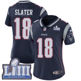 Wholesale Cheap Nike Patriots #18 Matt Slater Navy Blue Team Color Super Bowl LIII Bound Women\'s Stitched NFL Vapor Untouchable Limited Jersey