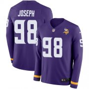 Wholesale Cheap Nike Vikings #98 Linval Joseph Purple Team Color Men's Stitched NFL Limited Therma Long Sleeve Jersey