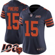 Wholesale Cheap Nike Bears #15 Eddy Pineiro Navy Blue Alternate Women's Stitched NFL 100th Season Vapor Limited Jersey
