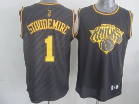 Wholesale Cheap New York Knicks #1 Amare Stoudemire Revolution 30 Swingman 2014 Black With Gold Jersey