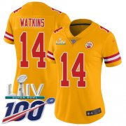 Wholesale Cheap Nike Chiefs #14 Sammy Watkins Gold Super Bowl LIV 2020 Women's Stitched NFL Limited Inverted Legend 100th Season Jersey