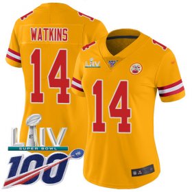Wholesale Cheap Nike Chiefs #14 Sammy Watkins Gold Super Bowl LIV 2020 Women\'s Stitched NFL Limited Inverted Legend 100th Season Jersey