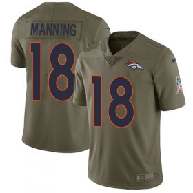 Wholesale Cheap Nike Broncos #18 Peyton Manning Olive Men\'s Stitched NFL Limited 2017 Salute to Service Jersey