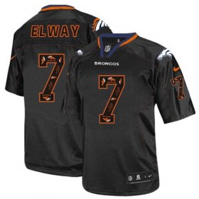 Wholesale Cheap Nike Broncos #7 John Elway New Lights Out Black Men\'s Stitched NFL Elite Jersey