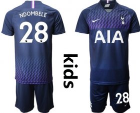 Wholesale Cheap Tottenham Hotspur #28 Ndombele Away Kid Soccer Club Jersey