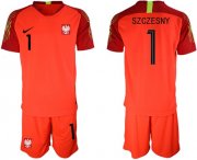 Wholesale Cheap Poland #1 Szczesny Red Goalkeeper Soccer Country Jersey
