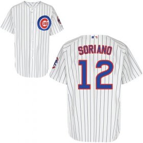 Wholesale Cheap Men\'s Chicago Cubs #12 Alfonso Soriano White Pinstriped Home Jersey