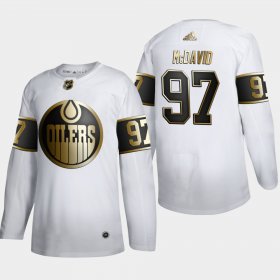 Wholesale Cheap Edmonton Oilers #97 Connor McDavid Men\'s Adidas White Golden Edition Limited Stitched NHL Jersey
