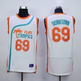 Wholesale Cheap Flint Tropics 69 Downtown White Semi Pro Movie Stitched Basketball Jersey