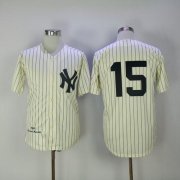 Wholesale Cheap Mitchell And Ness 1969 Yankees #15 Thurman Munson Cream Throwback Stitched MLB Jersey