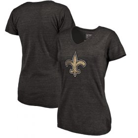 Wholesale Cheap Women\'s New Orleans Saints NFL Pro Line by Fanatics Branded Black Distressed Team Logo Tri-Blend T-Shirt
