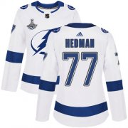 Cheap Adidas Lightning #77 Victor Hedman White Road Authentic Women's 2020 Stanley Cup Champions Stitched NHL Jersey