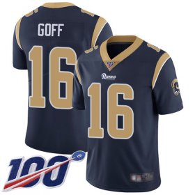 Wholesale Cheap Nike Rams #16 Jared Goff Navy Blue Team Color Men\'s Stitched NFL 100th Season Vapor Limited Jersey