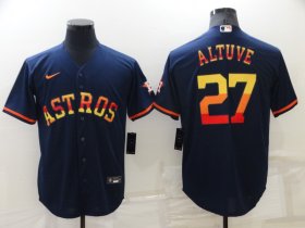 Wholesale Cheap Men\'s Houston Astros #27 Jose Altuve Navy Blue Rainbow Stitched MLB Cool Base Nike Jersey