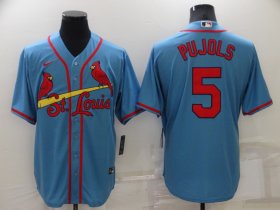 Wholesale Cheap Men\'s St Louis Cardinals #5 Albert Pujols Light Blue Stitched MLB Cool Base Nike Jersey