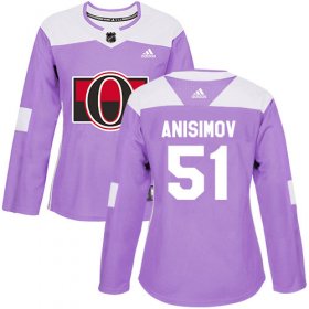 Wholesale Cheap Adidas Senators #51 Artem Anisimov Purple Authentic Fights Cancer Women\'s Stitched NHL Jersey