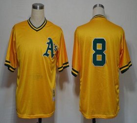 Wholesale Cheap Mitchell And Ness Athletics #8 Joe Morgan Yellow Stitched MLB Jersey