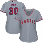 Wholesale Cheap Angels #30 Nolan Ryan Grey Road Women's Stitched MLB Jersey