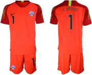 Wholesale Cheap Chile #1 C.Bravo Red Goalkeeper Soccer Country Jersey