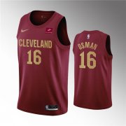 Wholesale Cheap Men's Cleveland Cavaliers #16 Cedi Osman Wine Icon Edition Stitched Basketball Jersey
