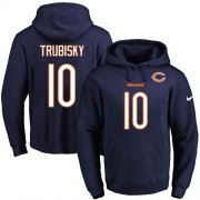 Wholesale Cheap Nike Bears #10 Mitchell Trubisky Navy Blue Name & Number Pullover NFL Hoodie