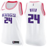 Wholesale Cheap Women's Sacramento Kings #24 Buddy Hield White Pink NBA Swingman Fashion Jersey