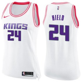 Wholesale Cheap Women\'s Sacramento Kings #24 Buddy Hield White Pink NBA Swingman Fashion Jersey