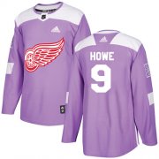 Wholesale Cheap Adidas Red Wings #9 Gordie Howe Purple Authentic Fights Cancer Stitched NHL Jersey