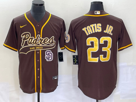 Wholesale Cheap Men\'s San Diego Padres #23 Fernando Tatis Jr Brown NEW 2023 Cool Base Stitched Jersey