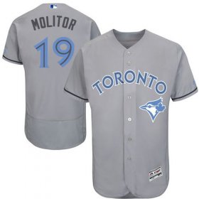 Wholesale Cheap Blue Jays #19 Paul Molitor Grey Flexbase Authentic Collection Father\'s Day Stitched MLB Jersey