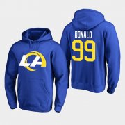 Wholesale Cheap Los Angeles Rams #99 Aaron Donald Men's 2020 New Logo Royal Pullover Hoodie
